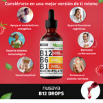 Gotas líquidas de vitamina B12 y B6, complejo de vitamina B12 sublingual - Vitamina B12 5000 mcg - Metilcobalamina B12 para energía, apoyo cerebral y cardíaco con 27,200 mcg, frambuesa, 80 porciones