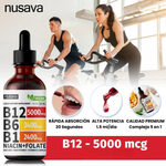 Gotas líquidas de vitamina B12 y B6, complejo de vitamina B12 sublingual - Vitamina B12 5000 mcg - Metilcobalamina B12 para energía, apoyo cerebral y cardíaco con 27,200 mcg, frambuesa, 80 porciones